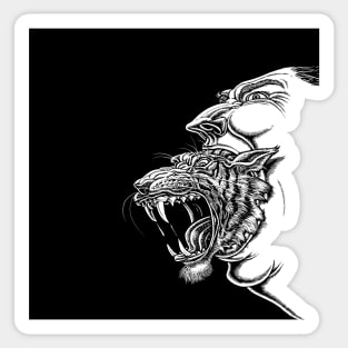 Angry Man with Tiger Coming from Mouth Sticker